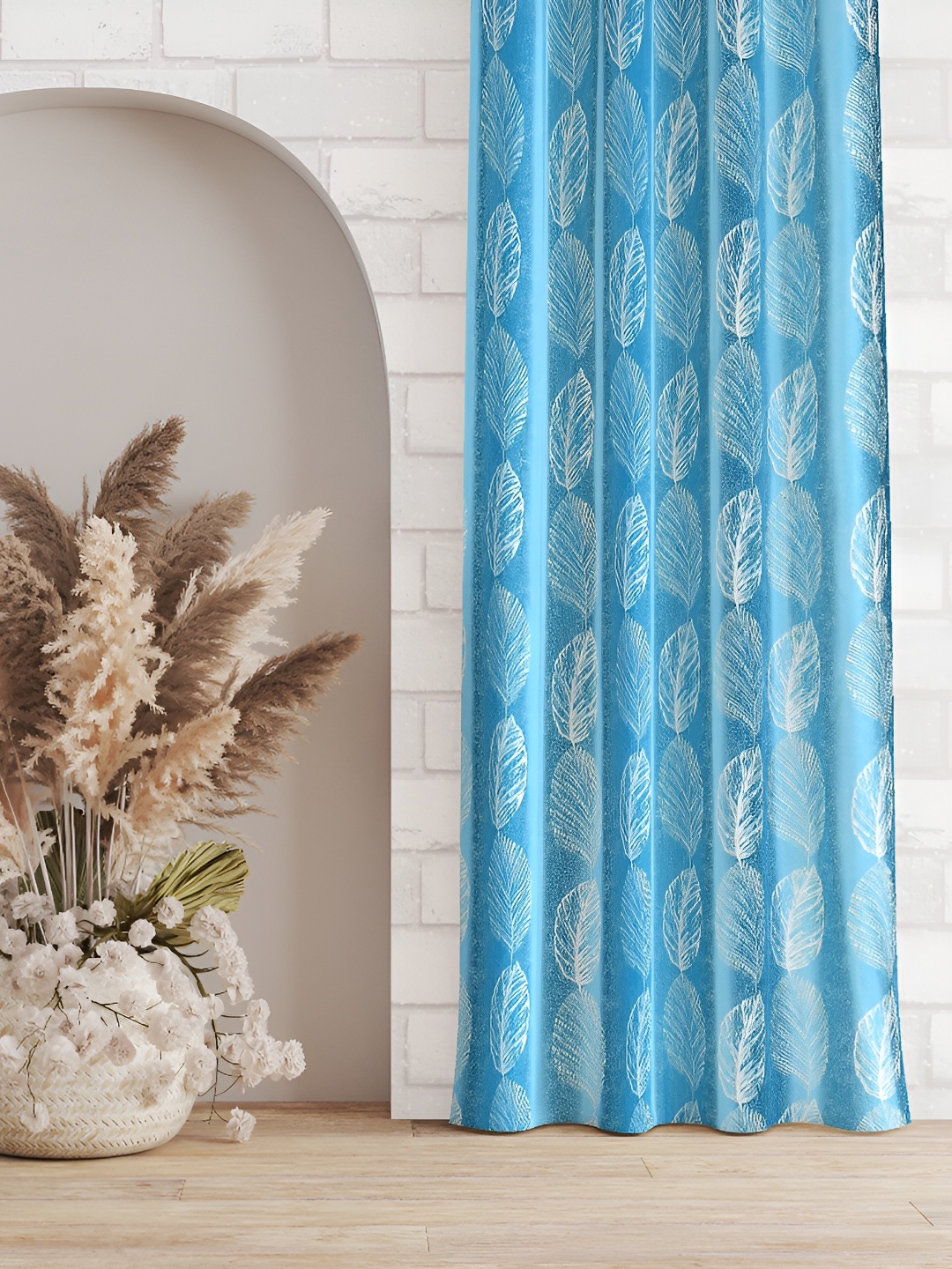 

Galaxy Home Decor Turquoise Blue Floral Room Darkening Window Curtain