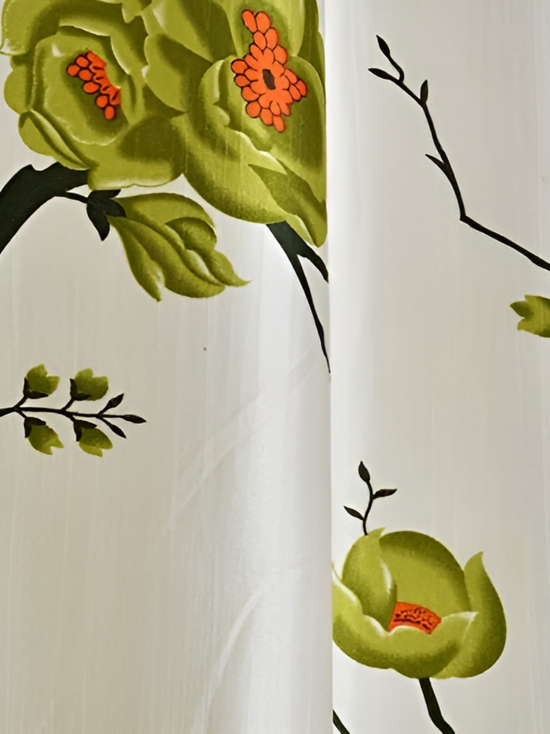 

Galaxy Home Decor Green Set of 3 Floral Room Darkening Long Door Curtain