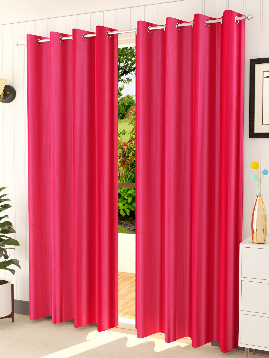 

Galaxy Home Decor Pink Set of 2 Floral Room Darkening Door Curtain