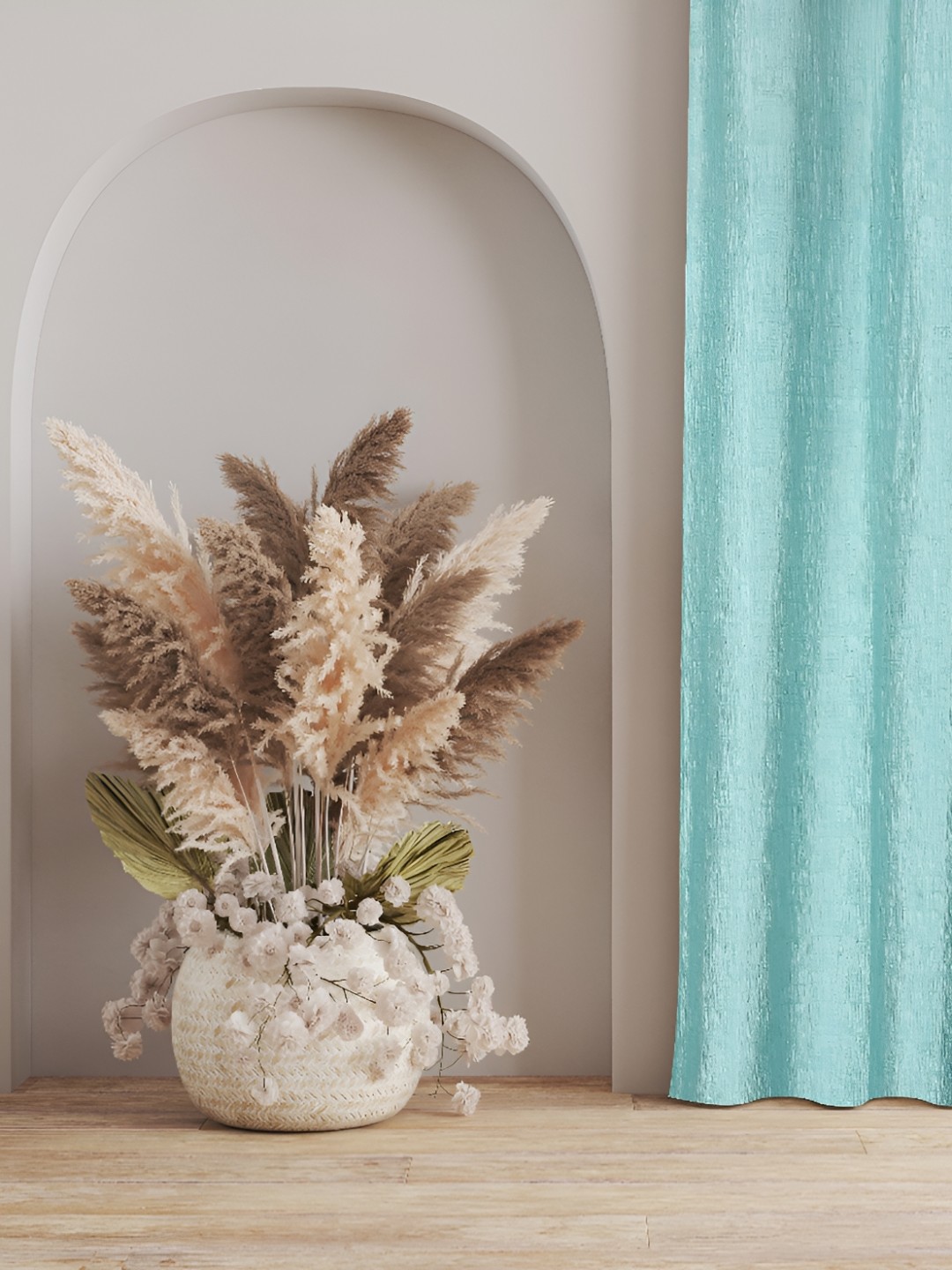 

Galaxy Home Decor Turquoise Blue Set of 3 Floral Room Darkening Window Curtain