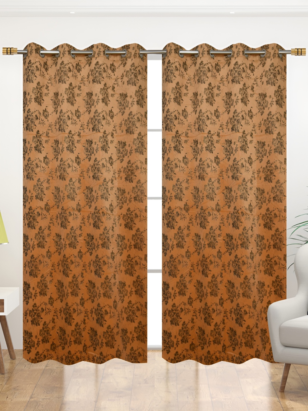

Galaxy Home Decor Beige Floral Room Darkening Door Curtain