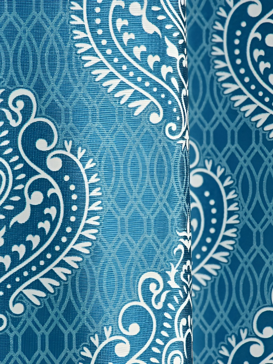 

Galaxy Home Decor Turquoise Blue Set of 3 Floral Room Darkening Long Door Curtain