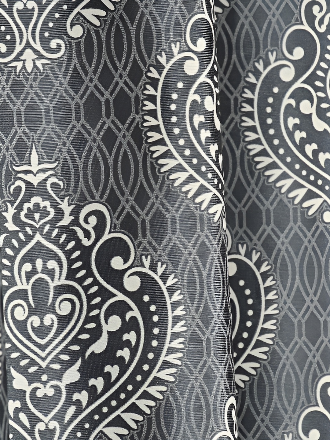 

Galaxy Home Decor Grey Set of 3 Floral Room Darkening Window Curtain