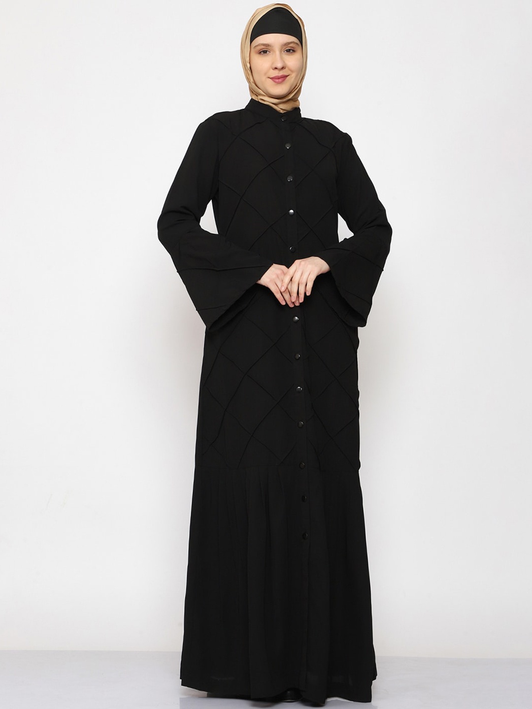 

MOMIN LIBAS High Neck Long Sleeves Abaya Burqa With Scarf, Black