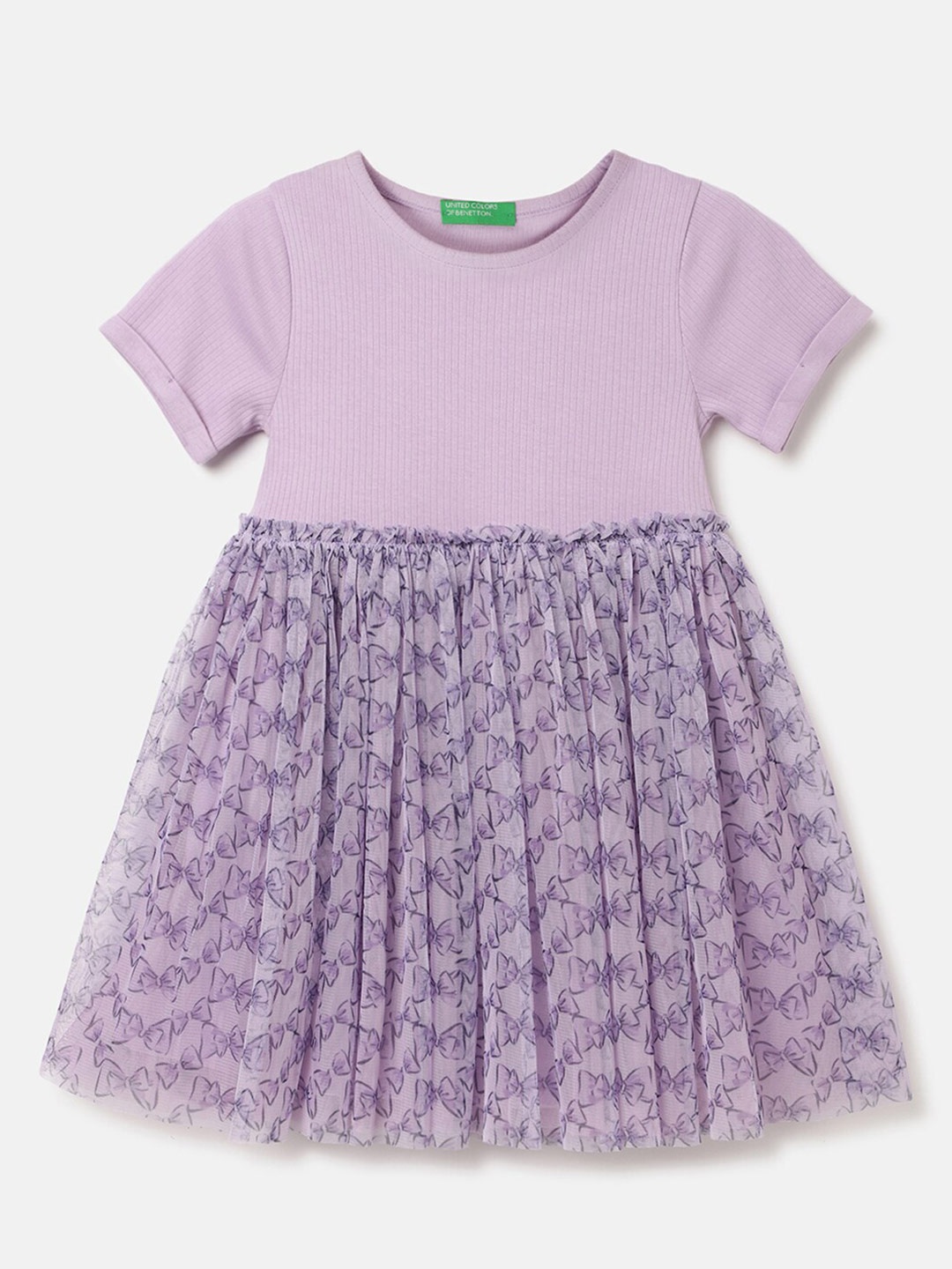 

United Colors of Benetton Print Fit & Flare Dress, Purple
