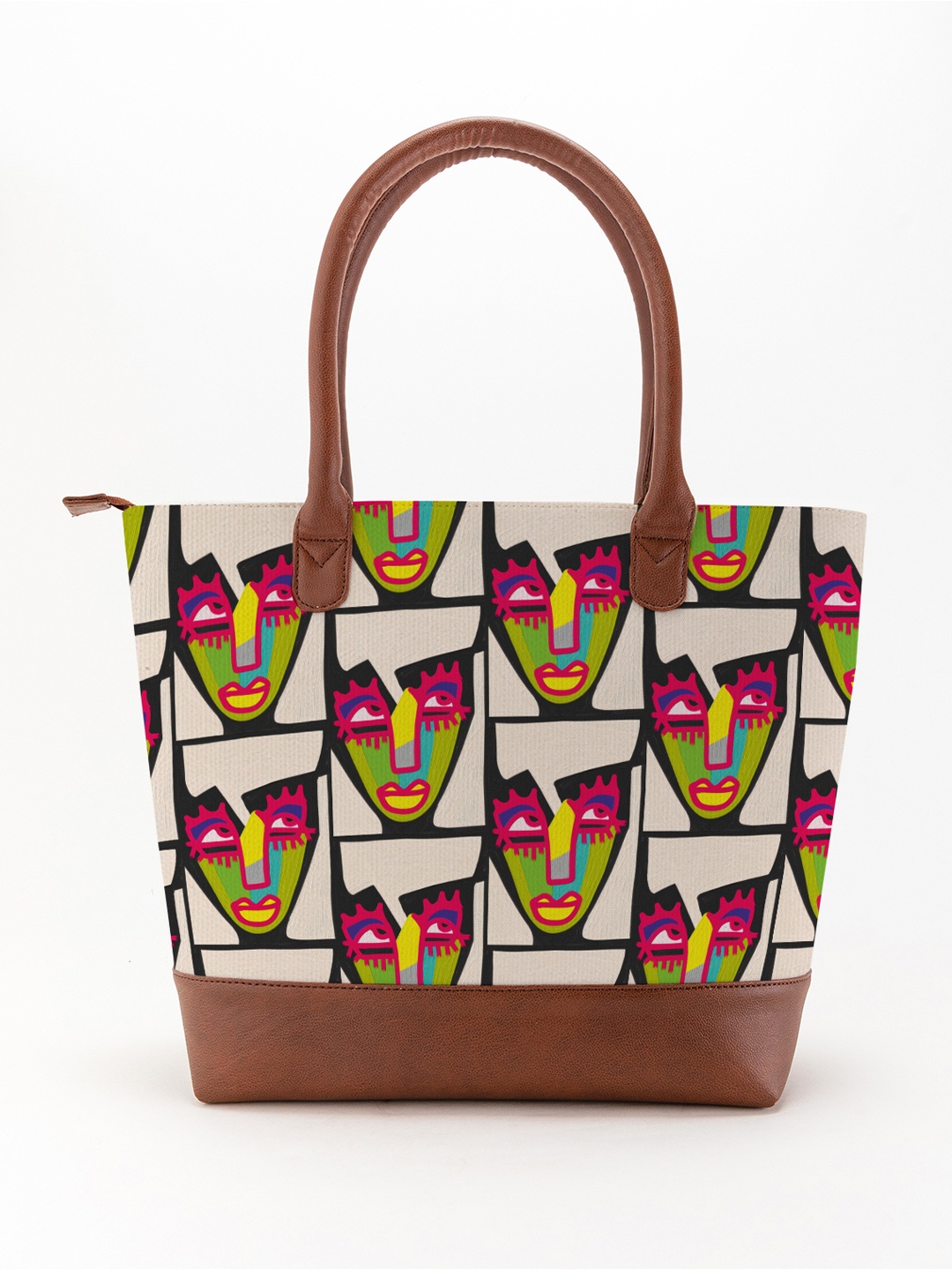 Kalankit Geometric Printed Shopper Tote Bag with Applique, Multi
