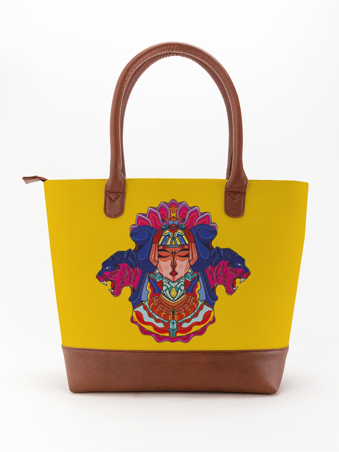 Kalankit Shopper Tote Bag with Applique, Yellow