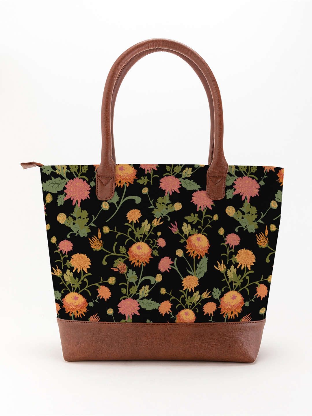 

Kalankit Floral Printed Shopper Tote Bag with Tasselled, Black