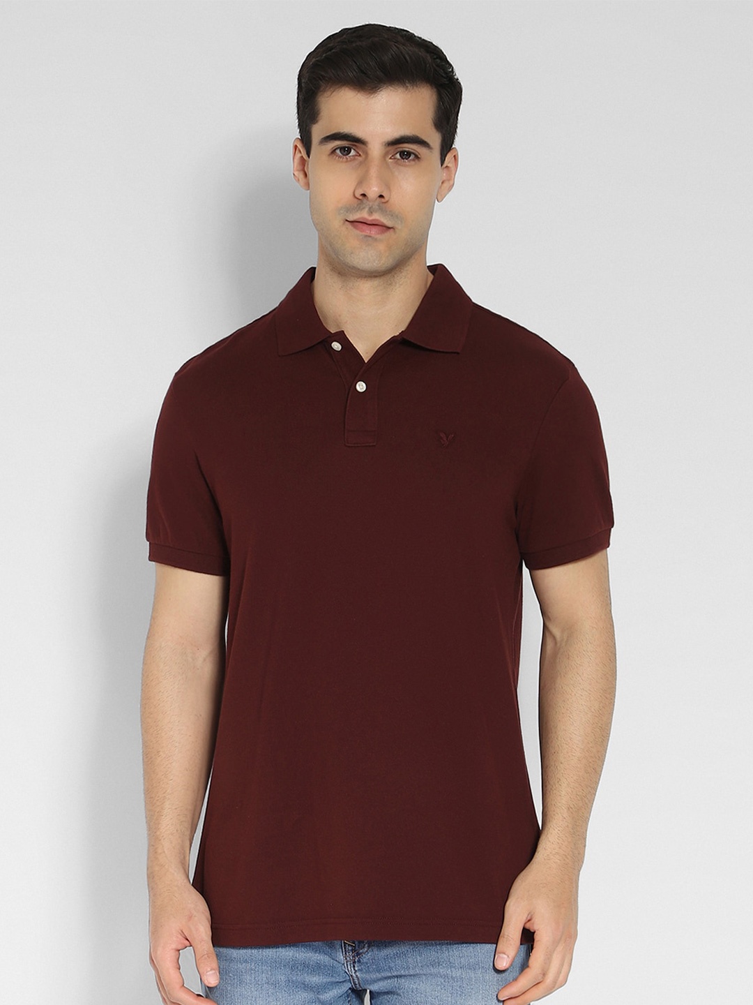 

AMERICAN EAGLE OUTFITTERS Men Polo Collar T-shirt, Burgundy