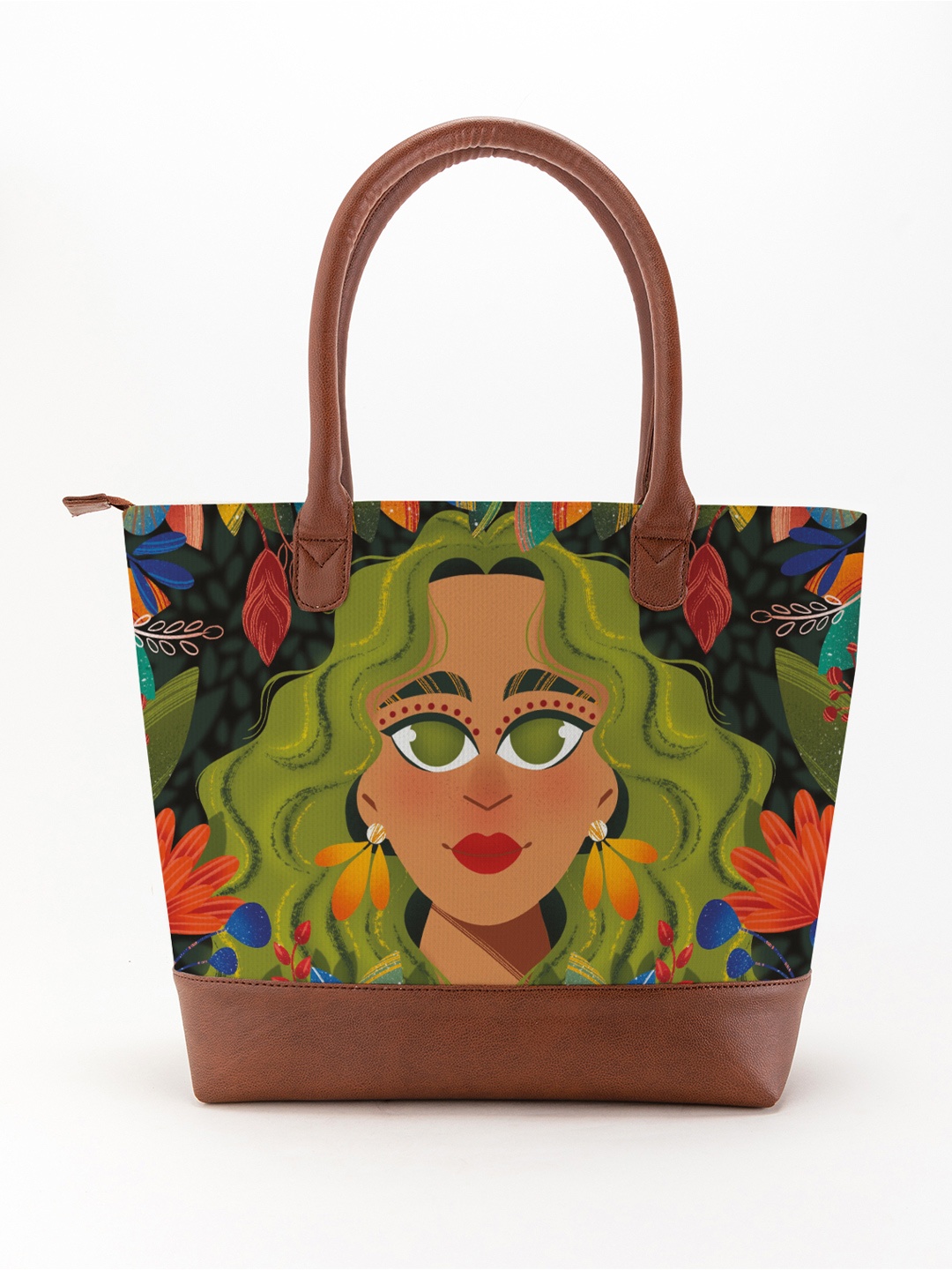 

Kalankit Printed Shopper Tote Bag with Tasselled, Green