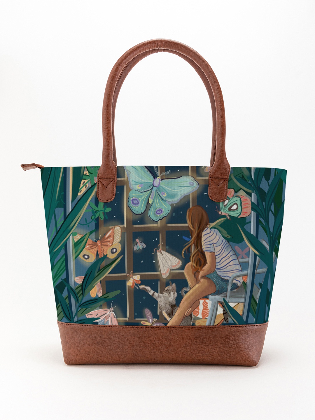 

Kalankit Printed Oversized Shopper Shoulder Bag with Tasselled, Green
