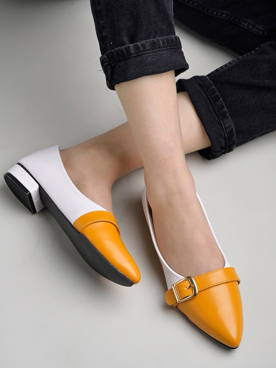 

Shoetopia Women Ballerinas with Buckles Flats, Yellow