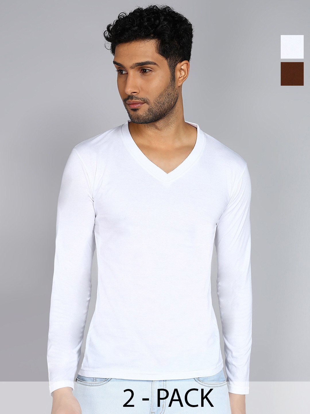

Fleximaa Men 2 V-Neck Pure Cotton Pockets T-shirt, Multi