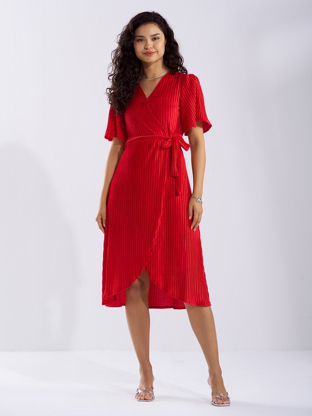 

AASK Velvet Midi Dress, Red