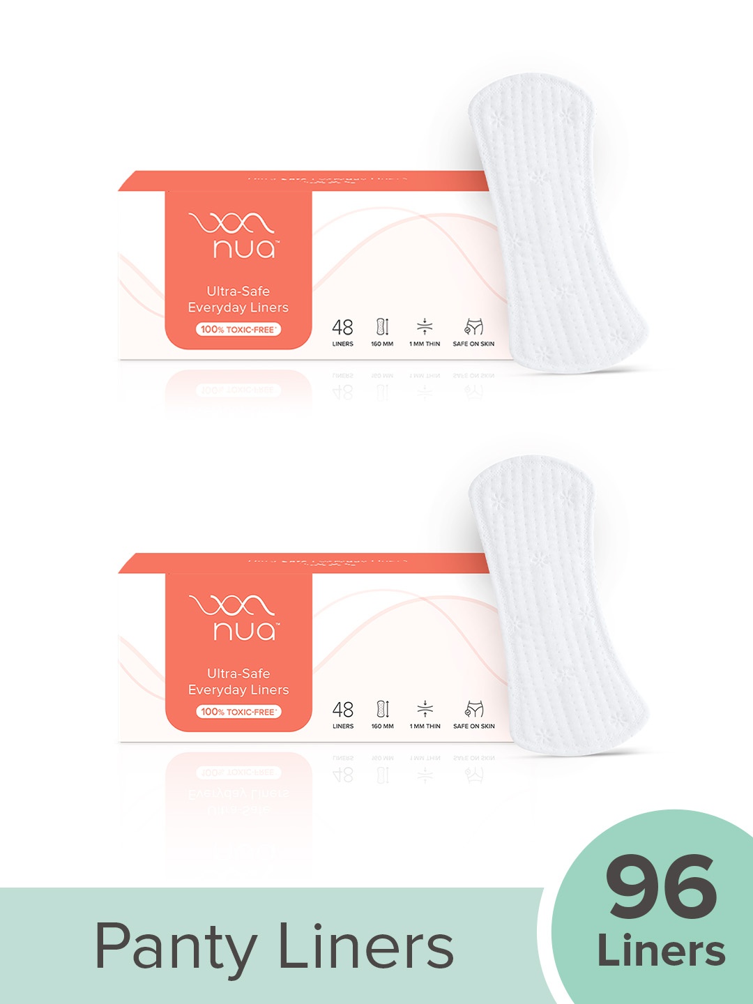 

Nua Set Of 2 Ultra Safe Everyday Panty Liners - 45Pcs Each, White