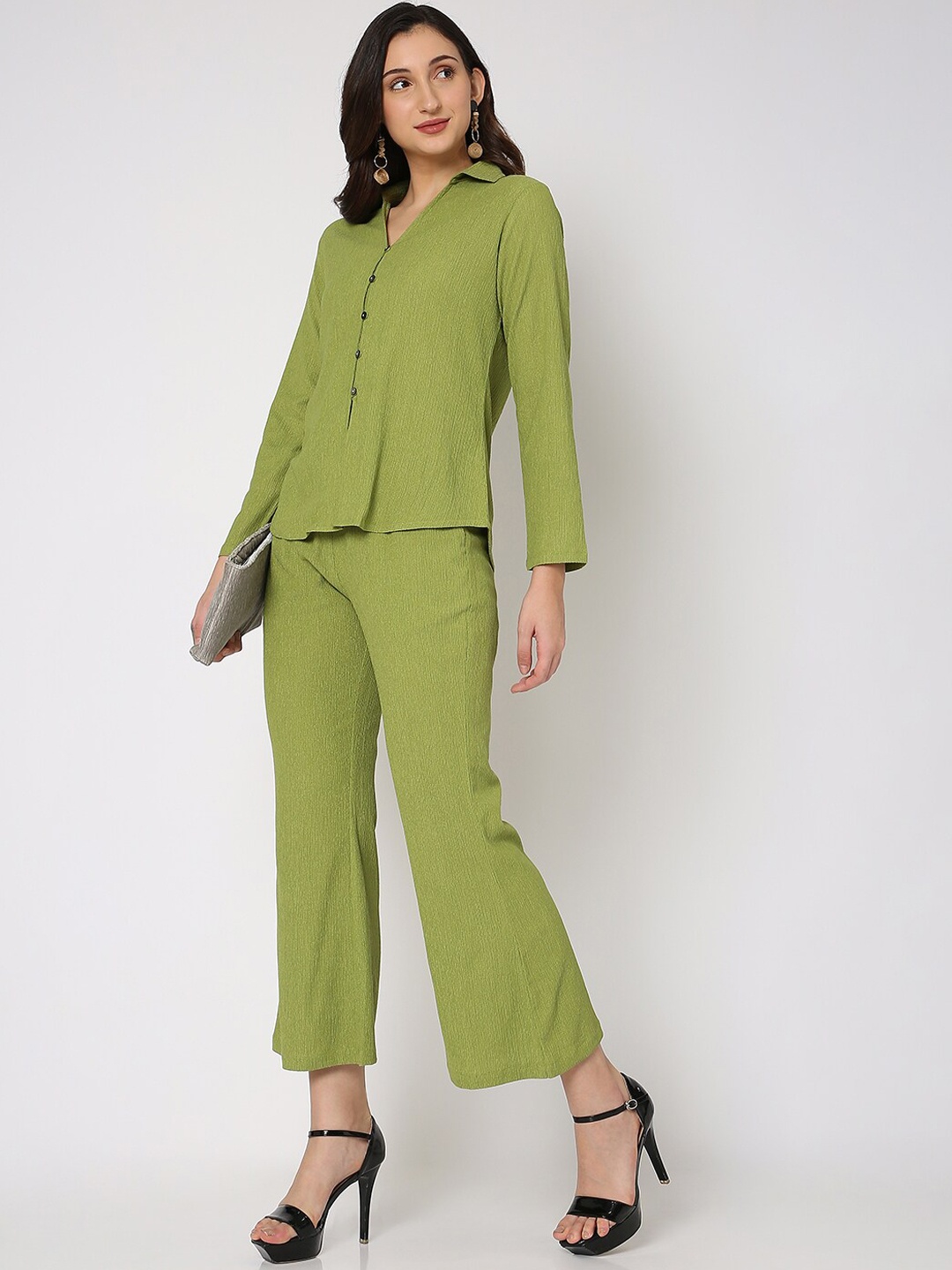 

NOT SO PINK Textured Shirt With Trousers, Olive