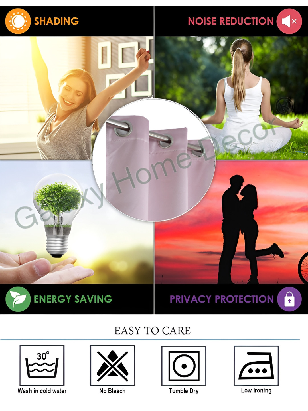 

Galaxy Home Decor Pink Set of 4 Floral Room Darkening Long Door Curtain