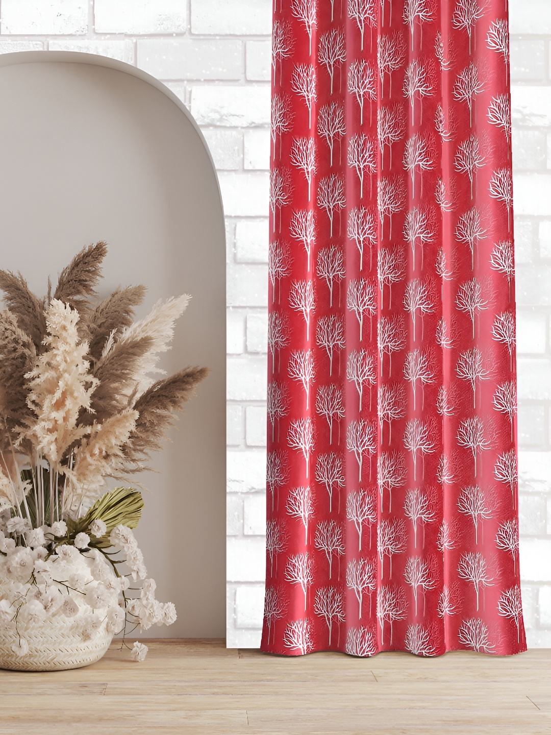 

Galaxy Home Decor Maroon Floral Room Darkening Window Curtain