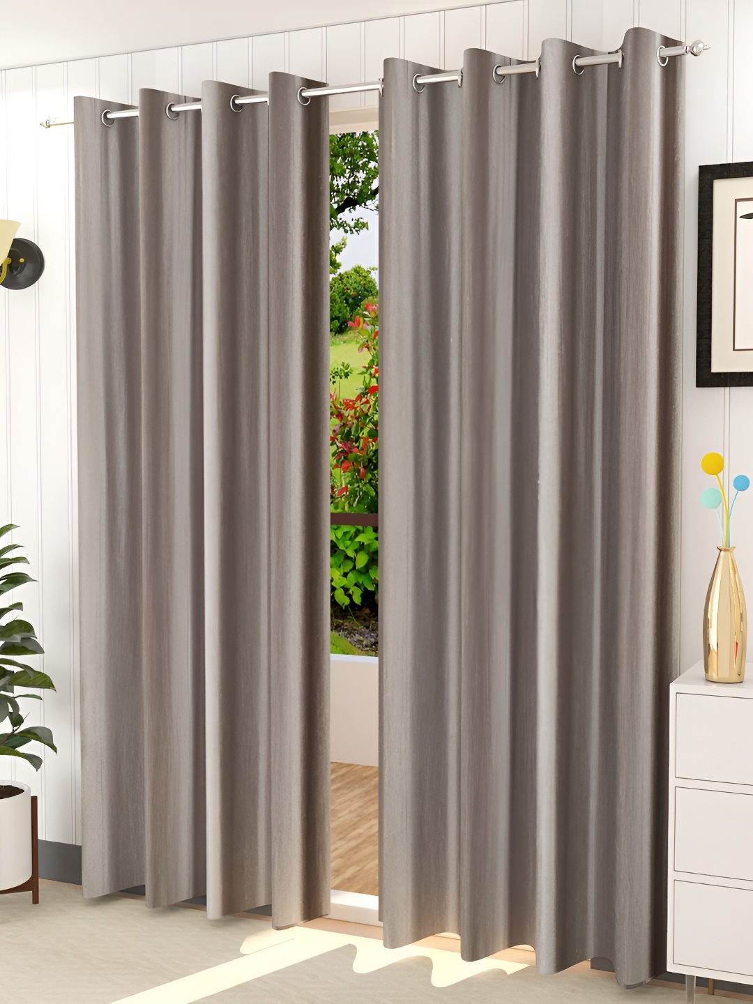 

Galaxy Home Decor Grey Floral Room Darkening Window Curtain