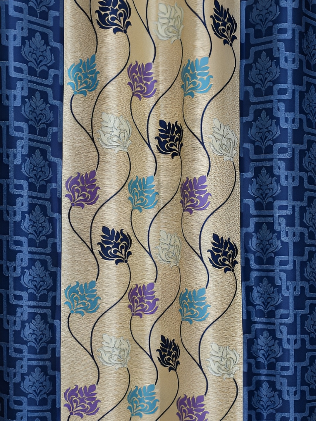 

Galaxy Home Decor Blue Set of 3 Floral Room Darkening Door Curtain
