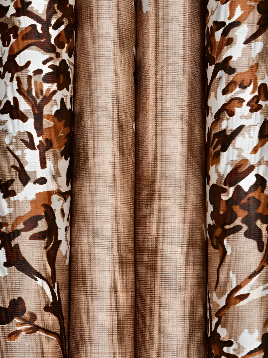 

Galaxy Home Decor Brown Set of 3 Floral Room Darkening Long Door Curtain