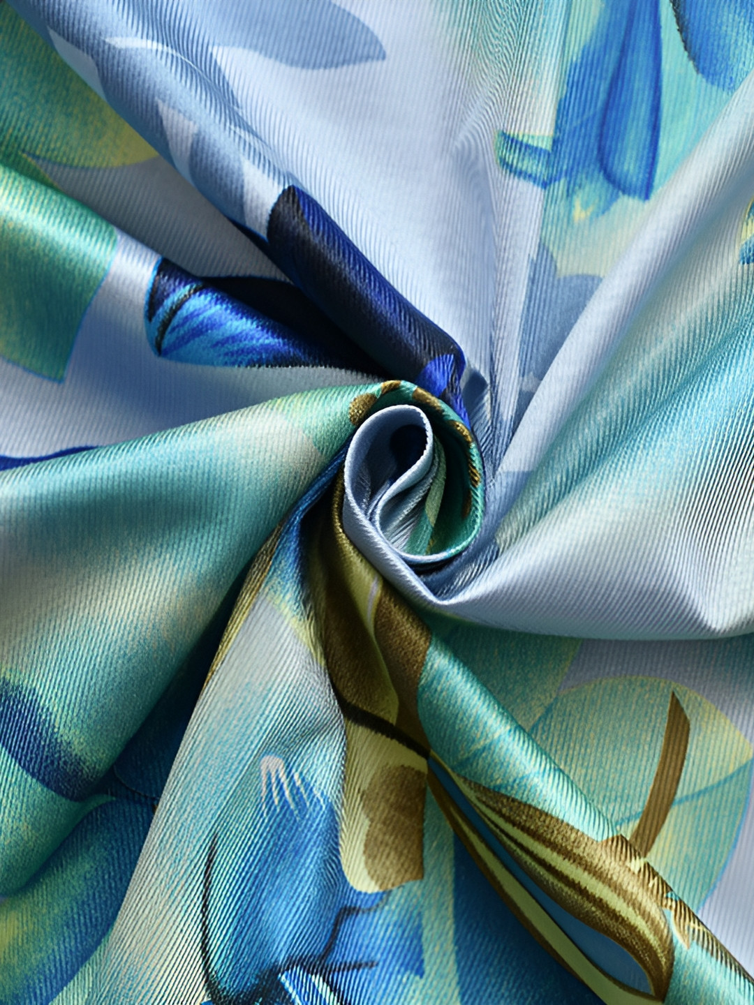 

Galaxy Home Decor Turquoise Blue Set of 3 Floral Room Darkening Long Door Curtain