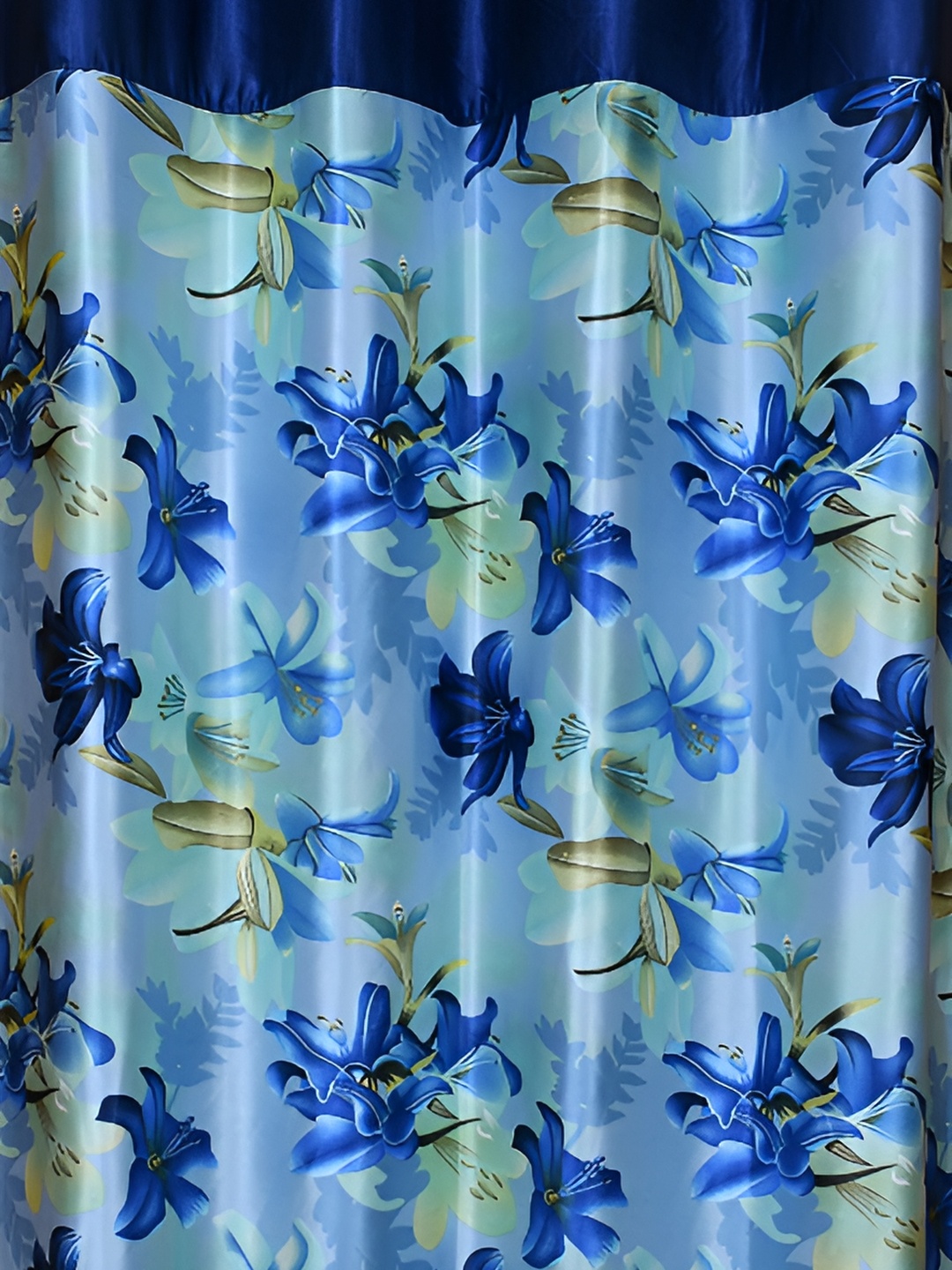 

Galaxy Home Decor Blue Set of 2 Floral Room Darkening Long Door Curtain