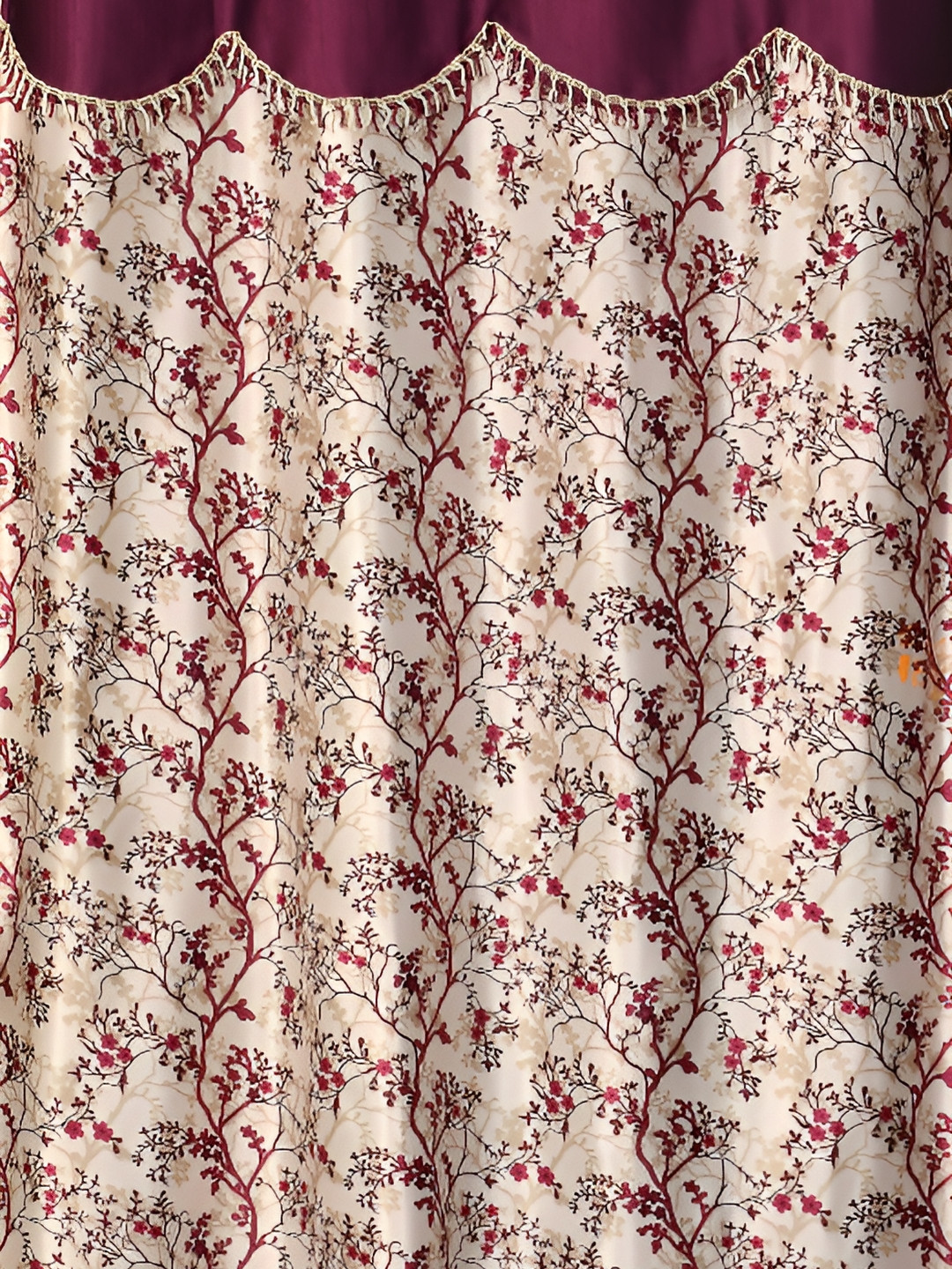 

Galaxy Home Decor Burgundy Floral Room Darkening Window Curtain