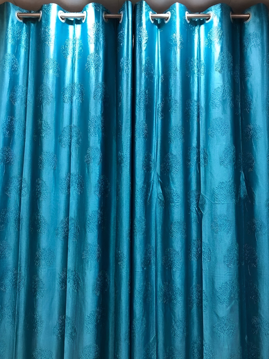 

Galaxy Home Decor Turquoise Blue Floral Room Darkening Long Door Curtain