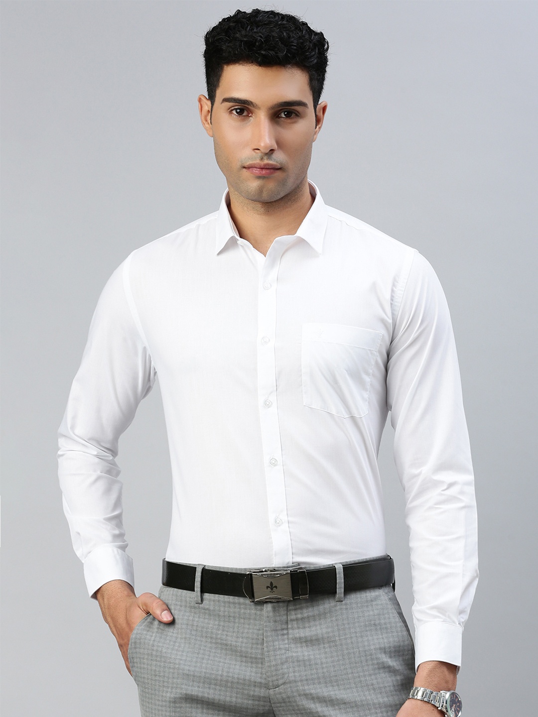 

Ramraj New Spread Collar Long Sleeves Formal Shirt, White