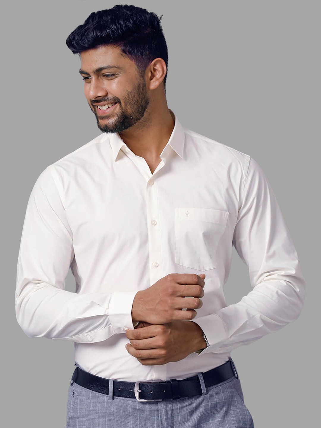 

Ramraj New Spread Collar Long Sleeves Formal Shirt, White