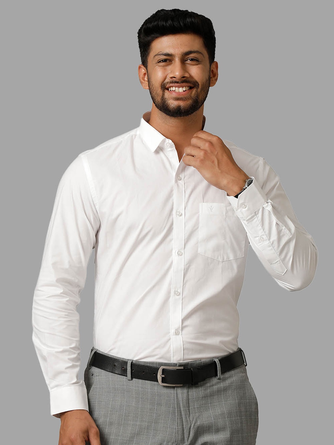 

Ramraj New Spread Collar Long Sleeves Formal Shirt, White