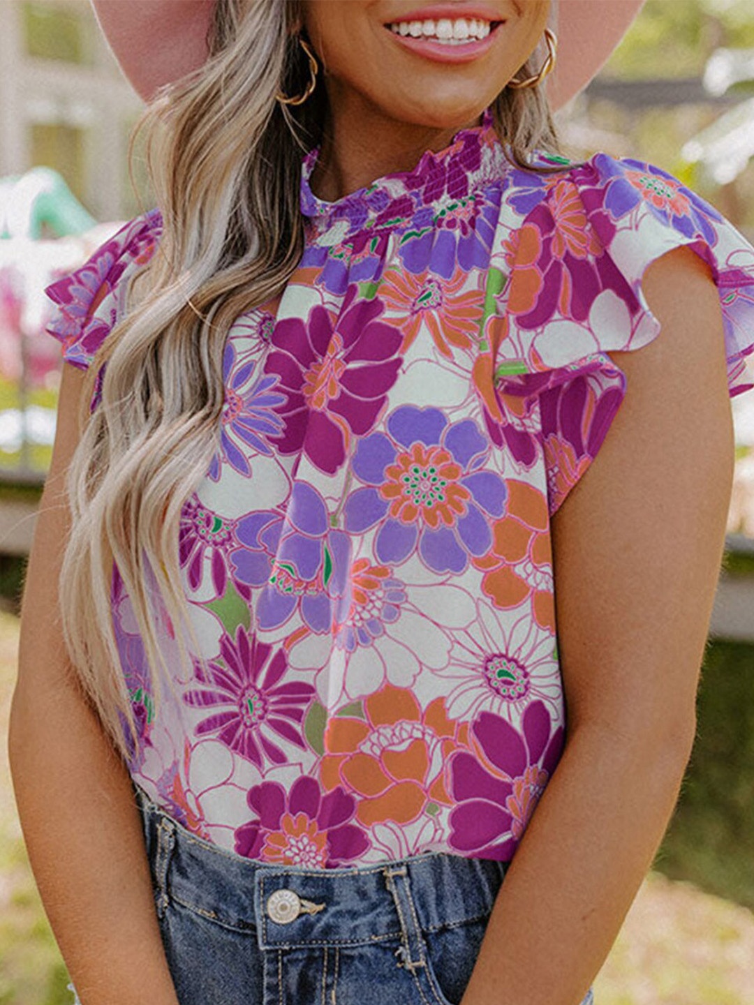 

StyleCast Floral Print Top, Purple