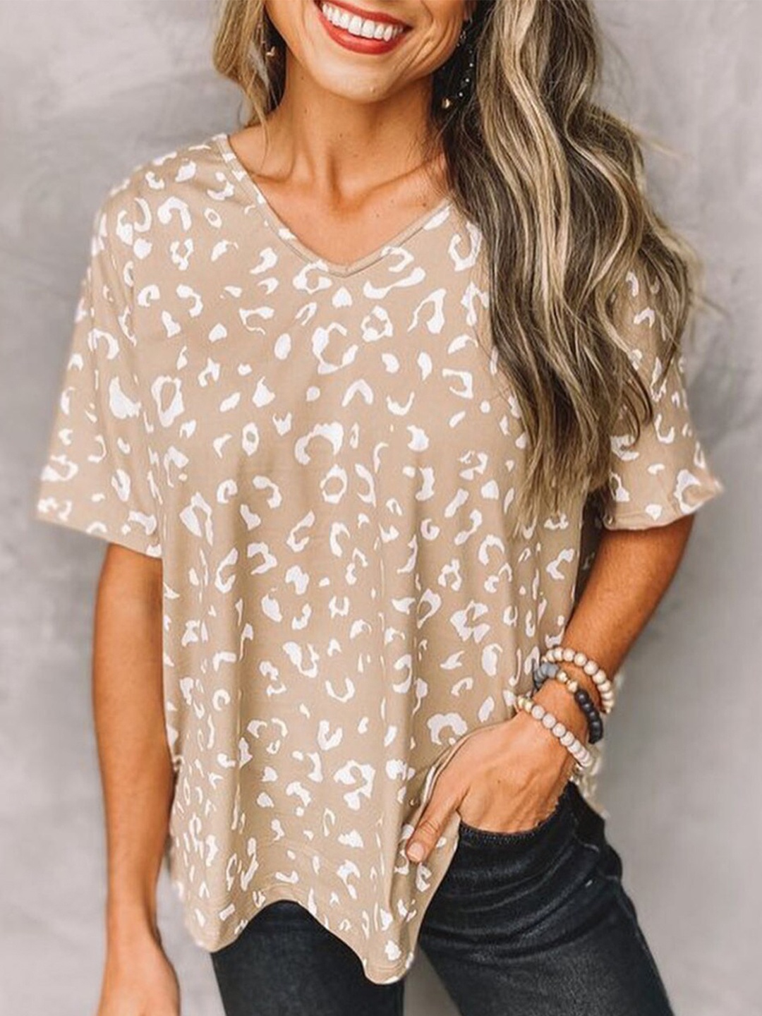 

StyleCast Print Top, Rust