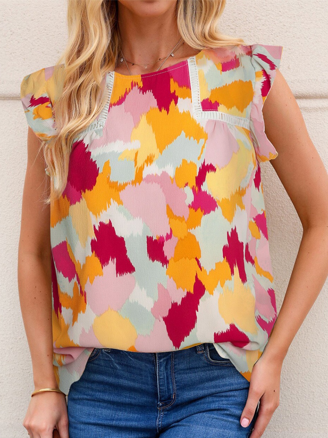 

StyleCast Floral Print Extended Sleeves Top, Multi