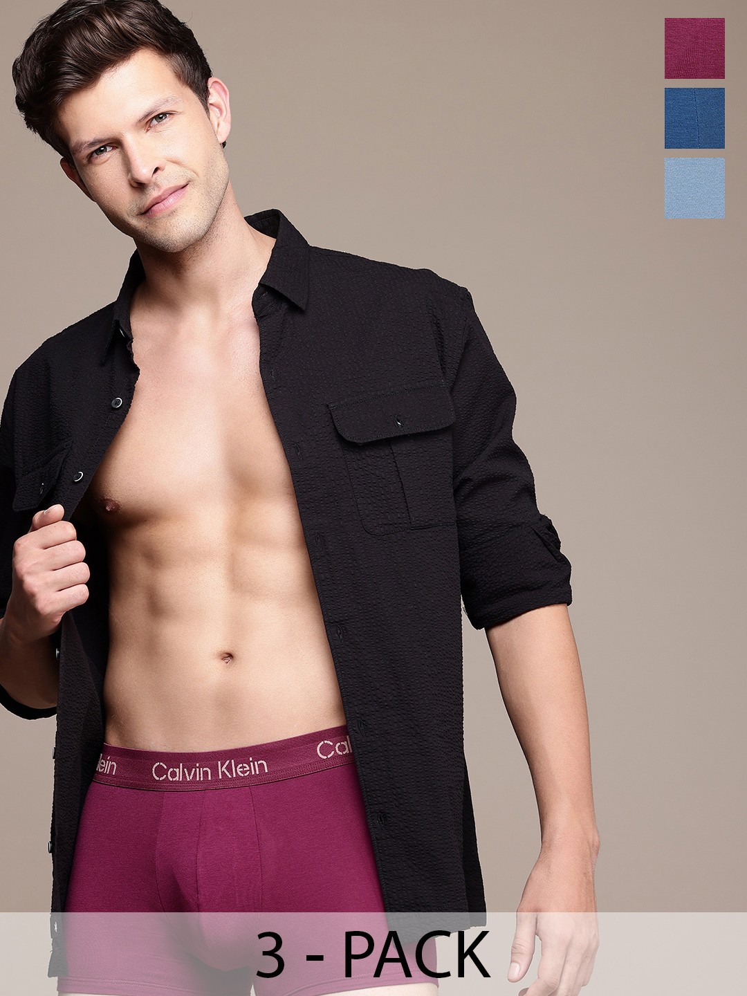 

Calvin Klein Underwear Men Pack Of 3 Low Rise Trunk NB3709MMB, Burgundy
