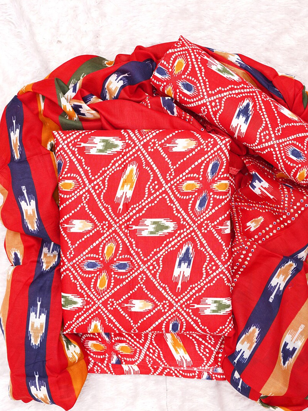 

ASISA Printed Pure Cotton Unstitched Dress Material, Red