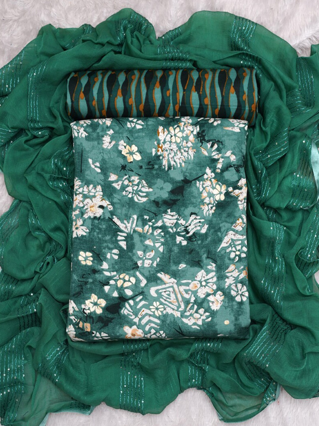 ASISA Printed Pure Cotton Unstitched Dress Material, Blue