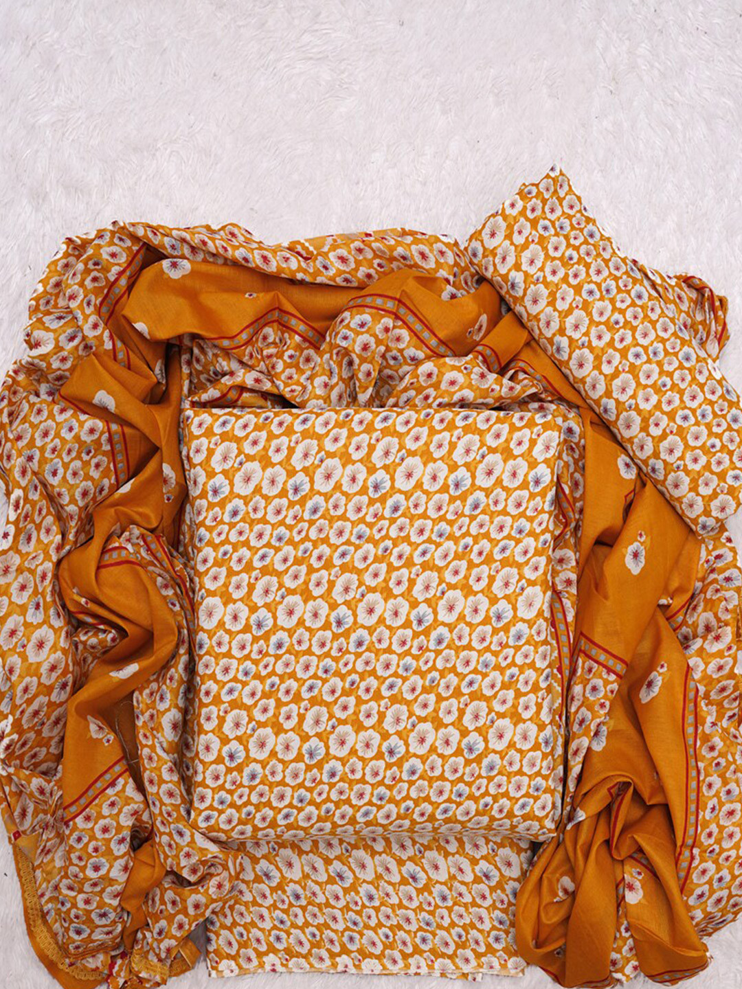 

ASISA Printed Pure Cotton Unstitched Dress Material, Orange