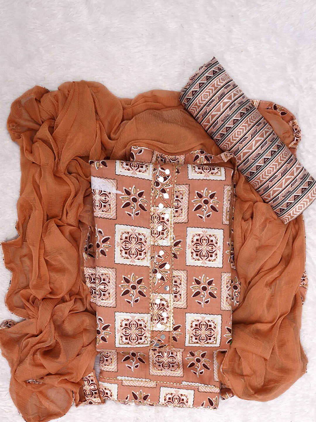 

ASISA Pure Cotton Unstitched Dress Material, Peach