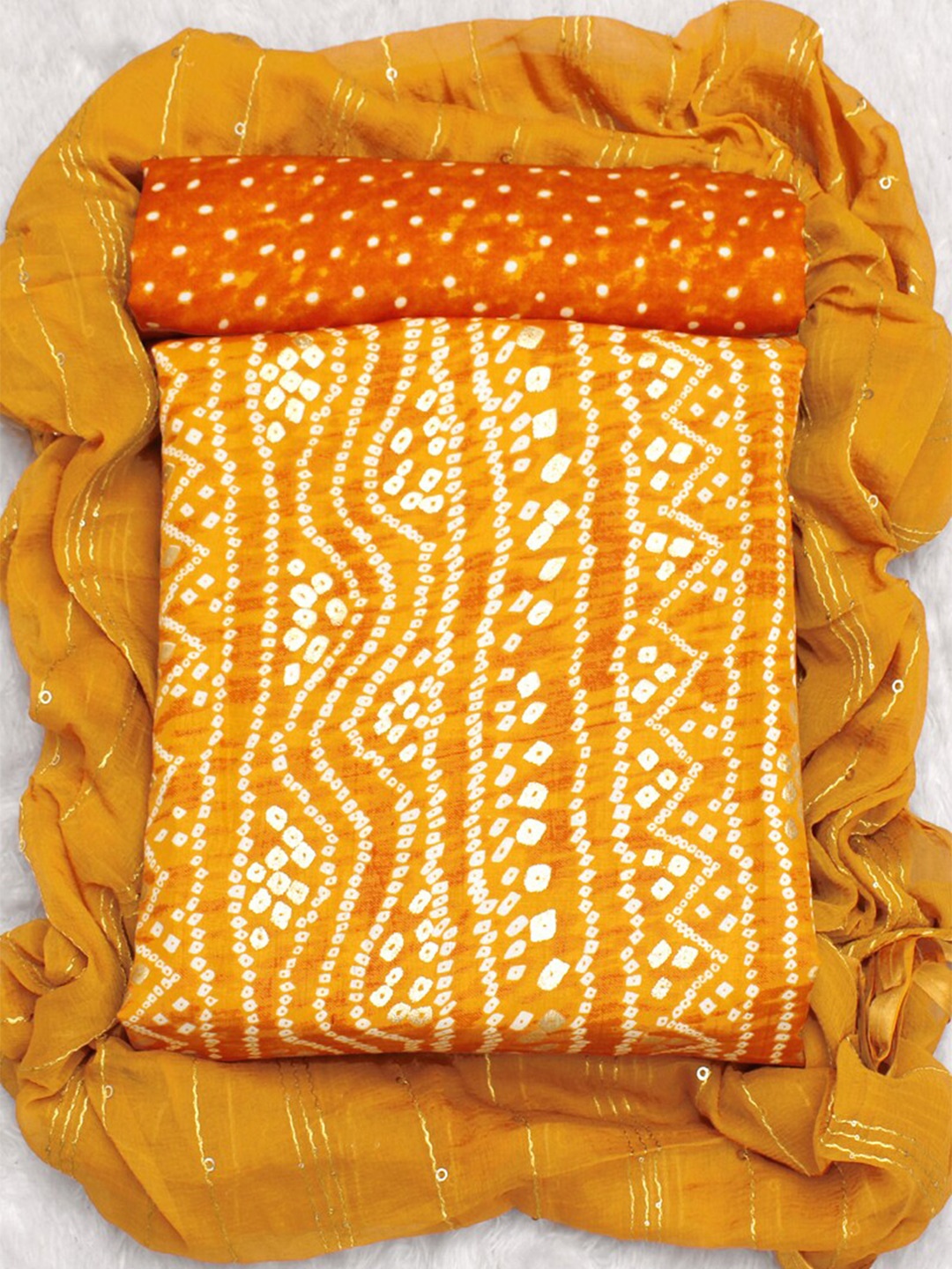 

ASISA Printed Pure Cotton Unstitched Dress Material, Yellow