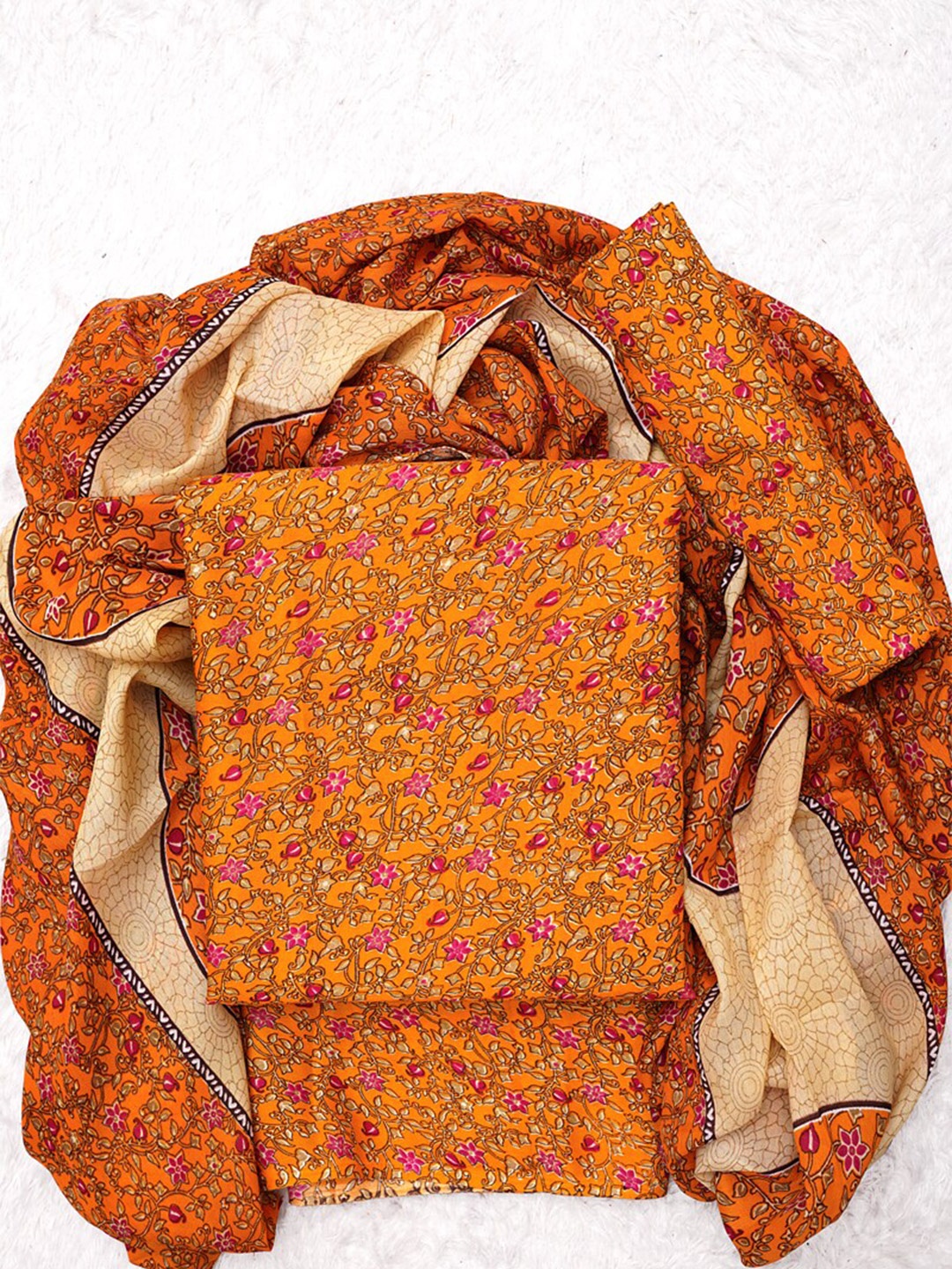 

ASISA Printed Pure Cotton Unstitched Dress Material, Yellow