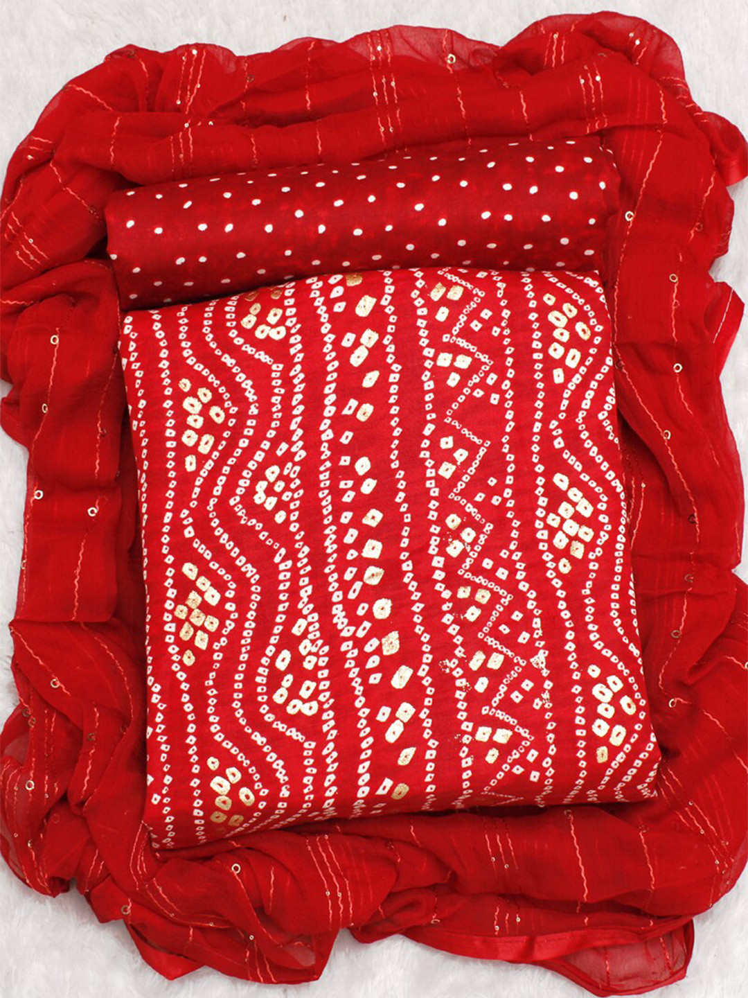 

ASISA Printed Pure Cotton Unstitched Dress Material, Red