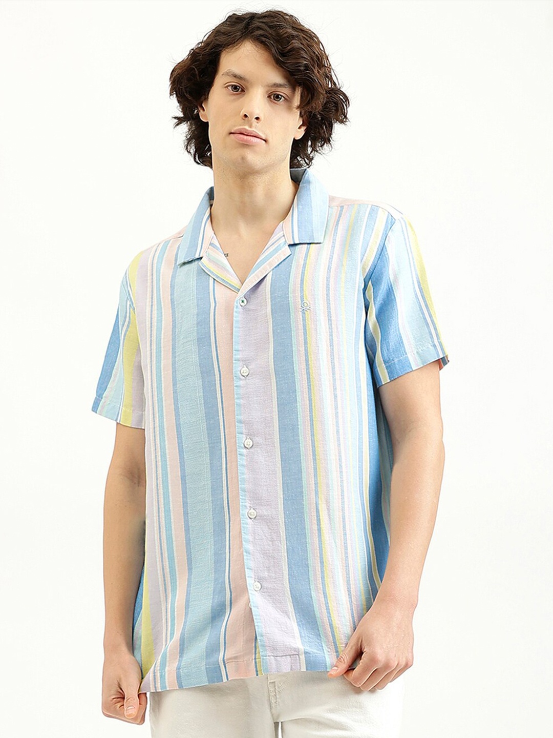 United Colors of Benetton Men Opaque Striped Casual Shirt, Multi