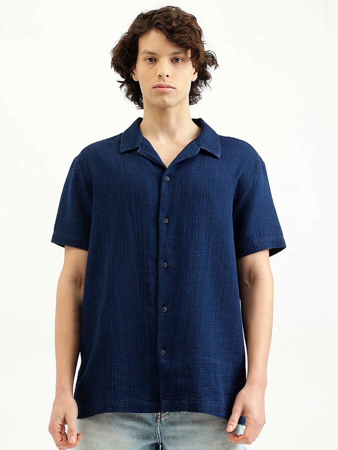 

United Colors of Benetton Men Opaque Checked Casual Shirt, Blue