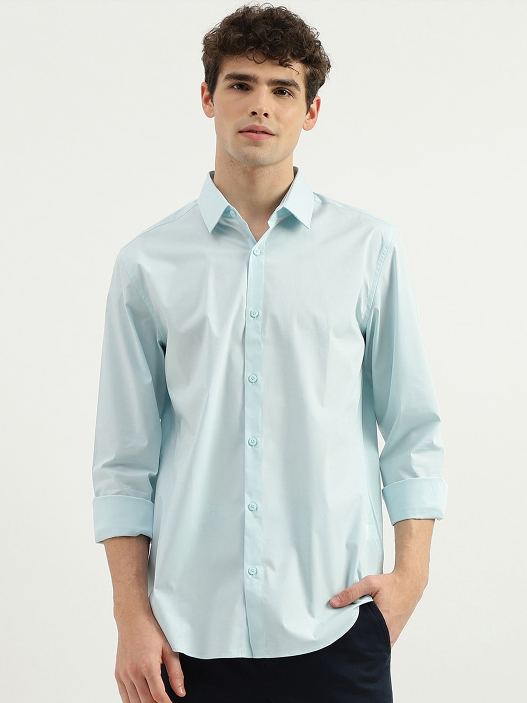 

United Colors of Benetton Men Slim Fit Opaque Formal Shirt, Blue