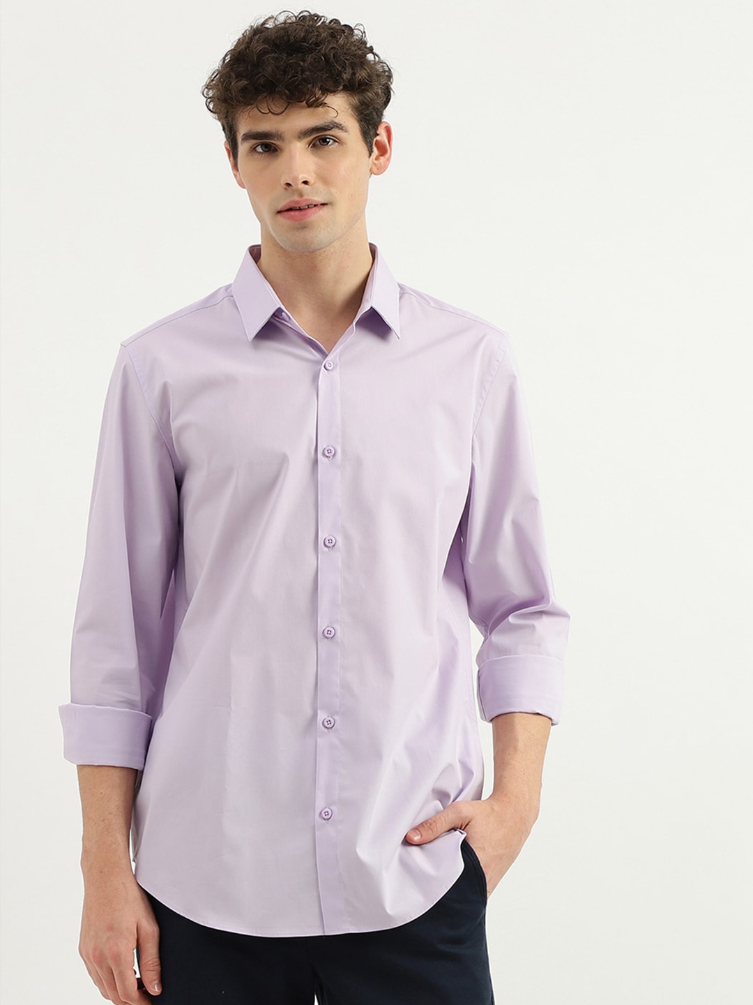 

United Colors of Benetton Men Slim Fit Opaque Formal Shirt, Purple