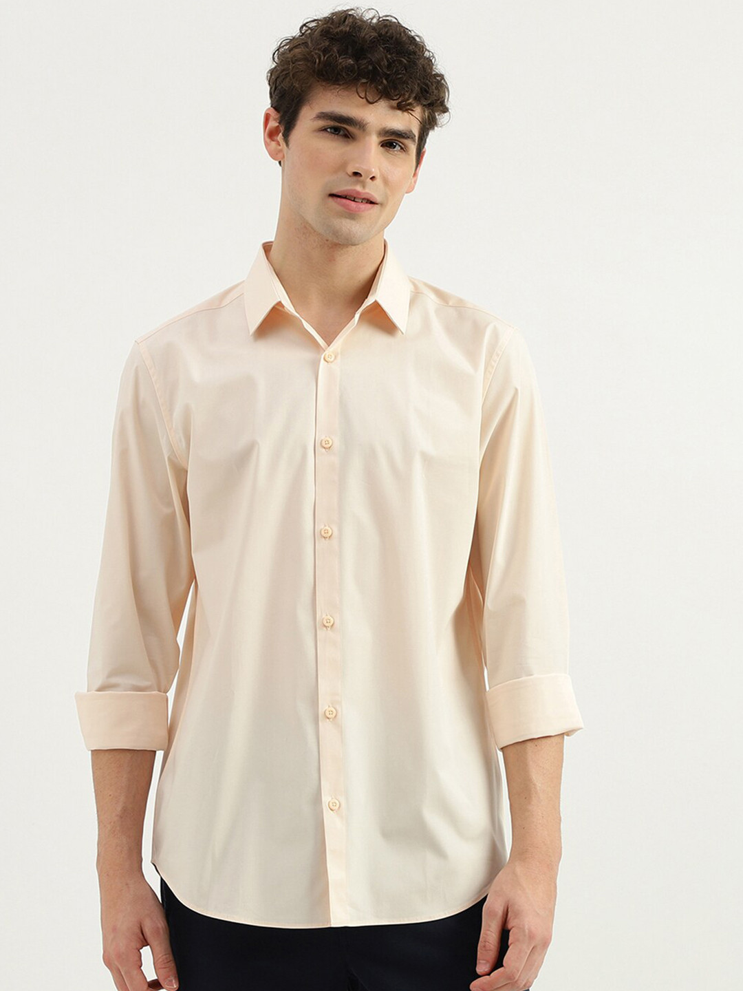 

United Colors of Benetton Men Slim Fit Opaque Formal Shirt, Beige