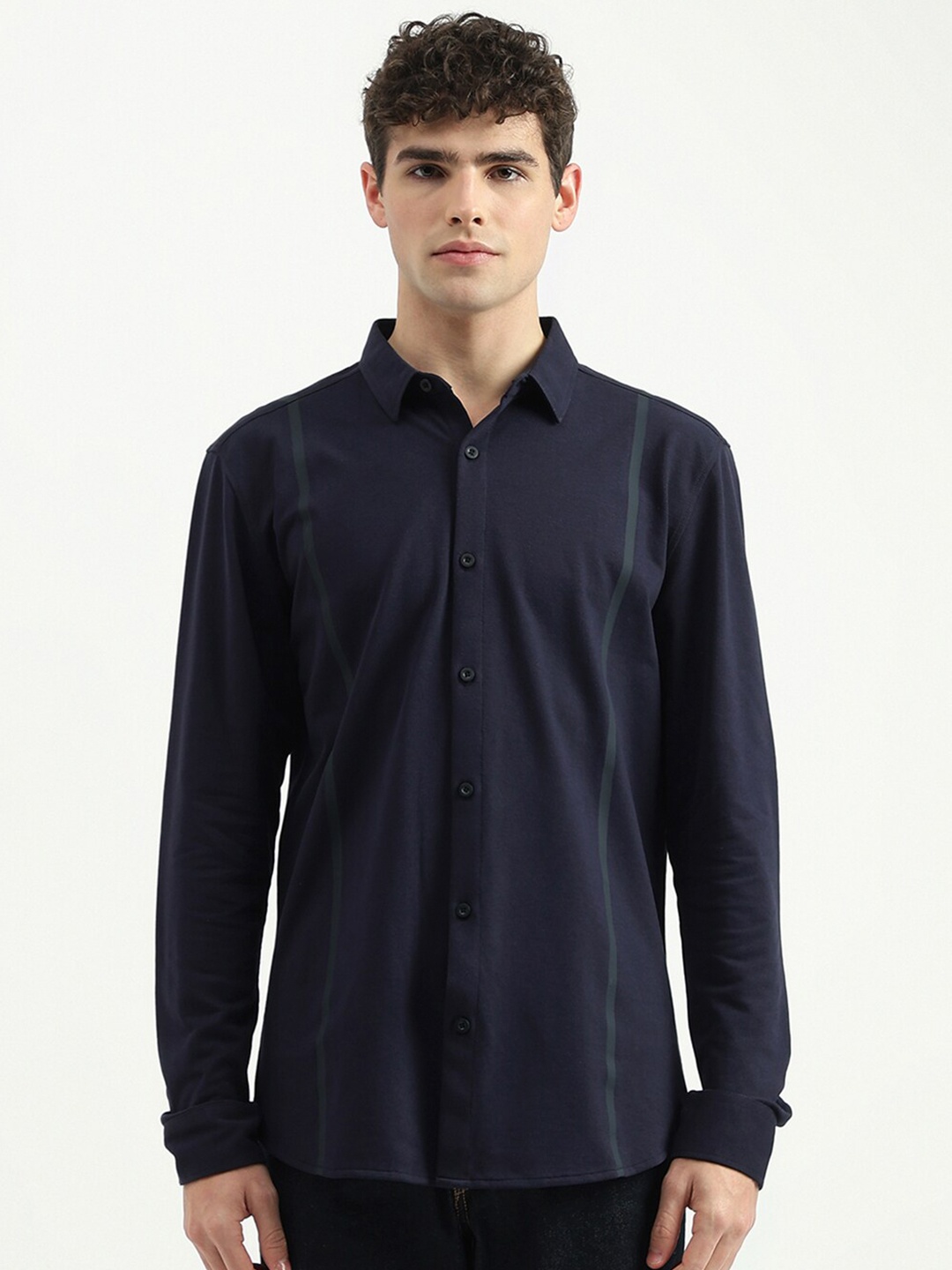 

United Colors of Benetton Men Slim Fit Opaque Casual Shirt, Blue