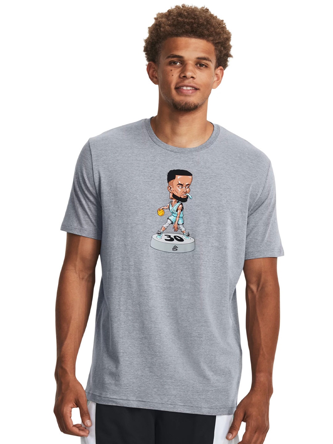 

UNDER ARMOUR UA Curry Bobblehead Printed Relaxed-Fit T-Shirt, Grey